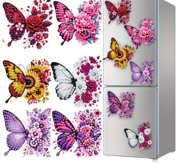 Diamond Painting 6-teiliges Set, Schmetterlinge Magnete